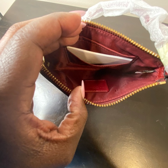 NWT COACH mini wristlet wallet, burgundy with gold hardware - Picture 5 of 7